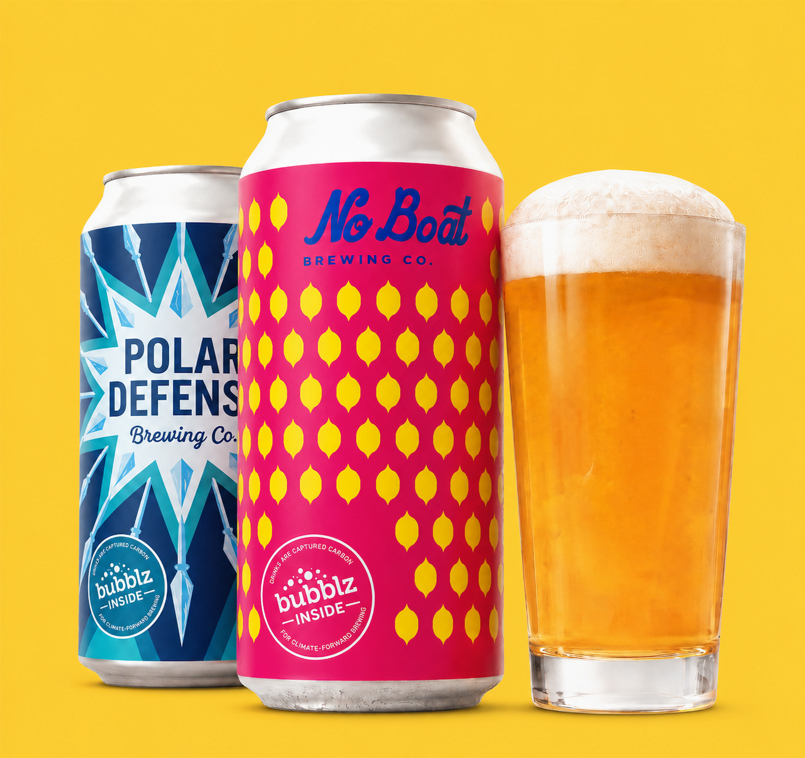 bubblz Inside co-branded cans from Polar Defense Brewing Co. and No Boat Brewing Co.